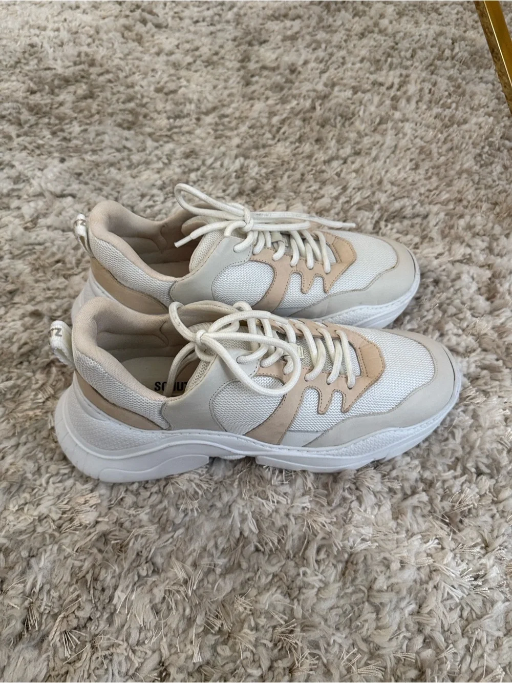 SCHUTZ Beige and White Women's Chunky Sneakers